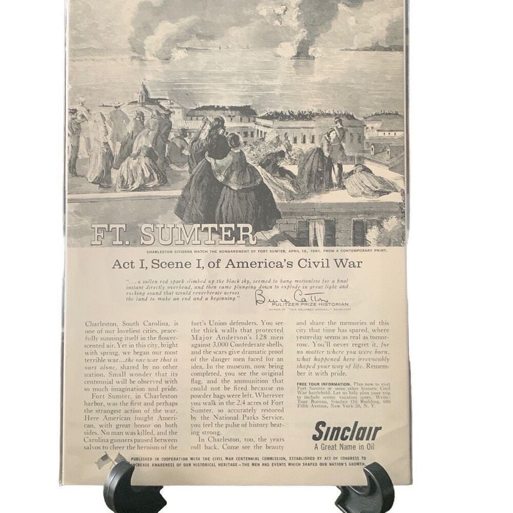 Vintage 1960 Sinclair Oil Fort Sumter Ad Advertisment